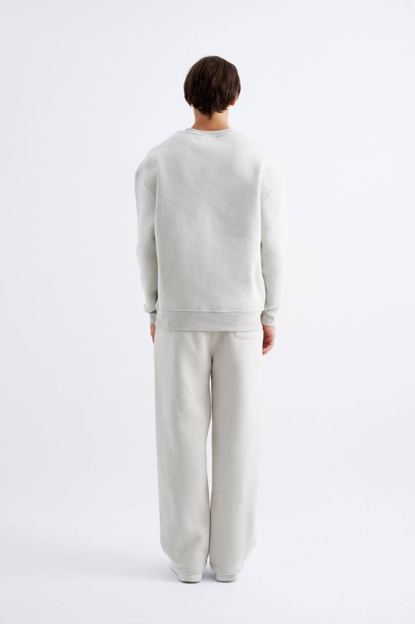 Moda Luna Unisex Crew Neck Three-Thread Sweatshirt — White