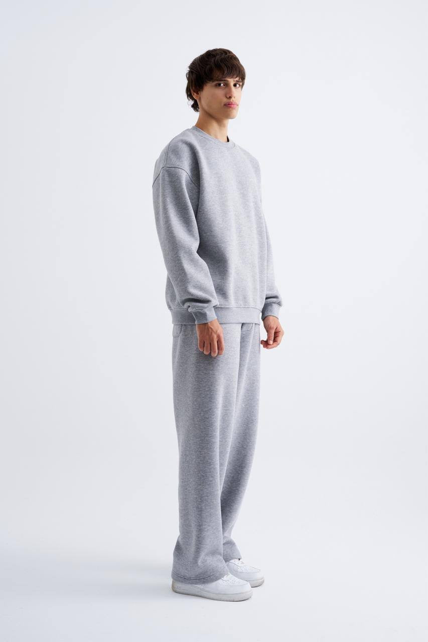 Machinist Men's Oversize Basic Sweatshirt in Grey Melange