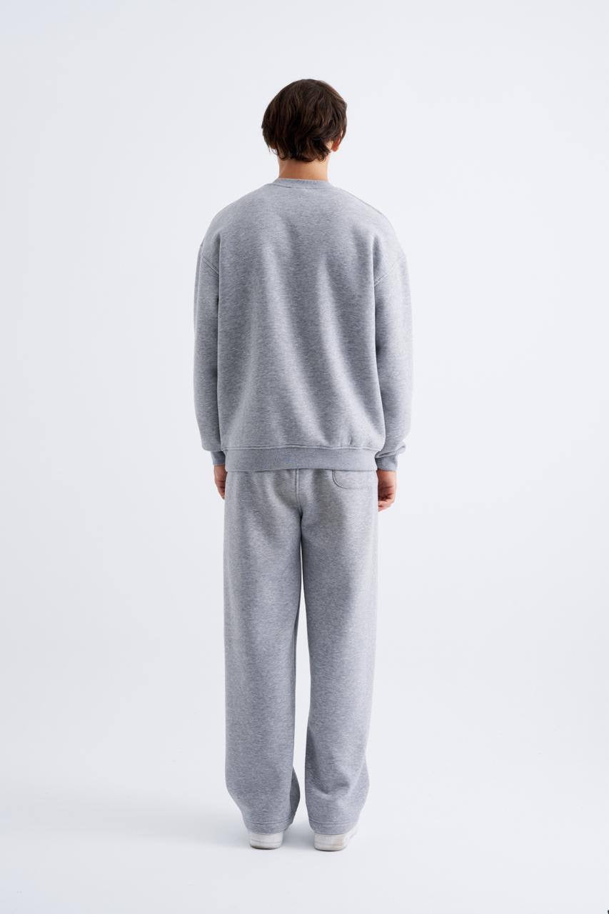 Machinist Men's Oversize Basic Sweatshirt in Grey Melange