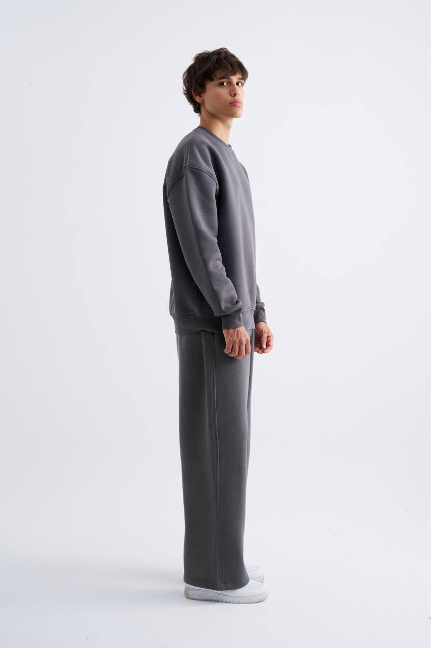 YAKAMEL Men's Oversized 3-Thread Fleece Sweatshirt