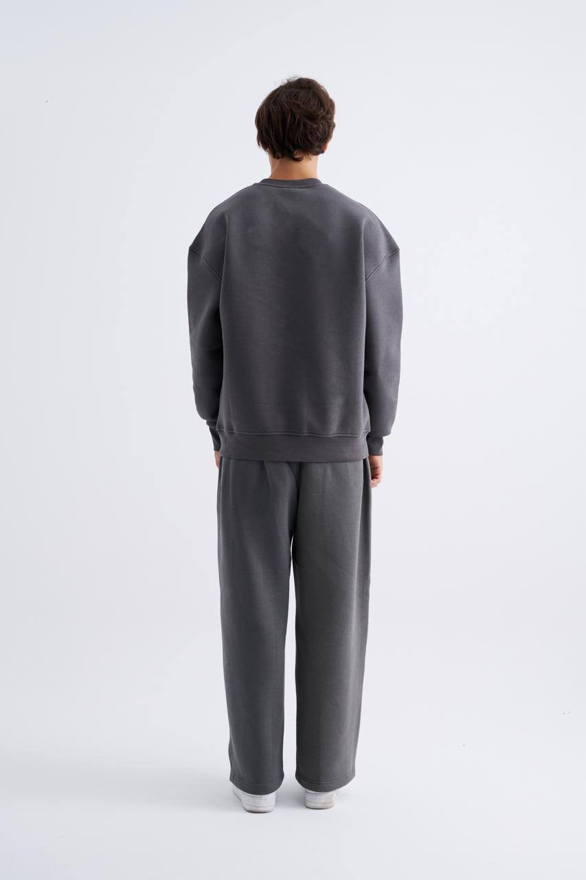 YAKAMEL Men's Oversized 3-Thread Fleece Sweatshirt