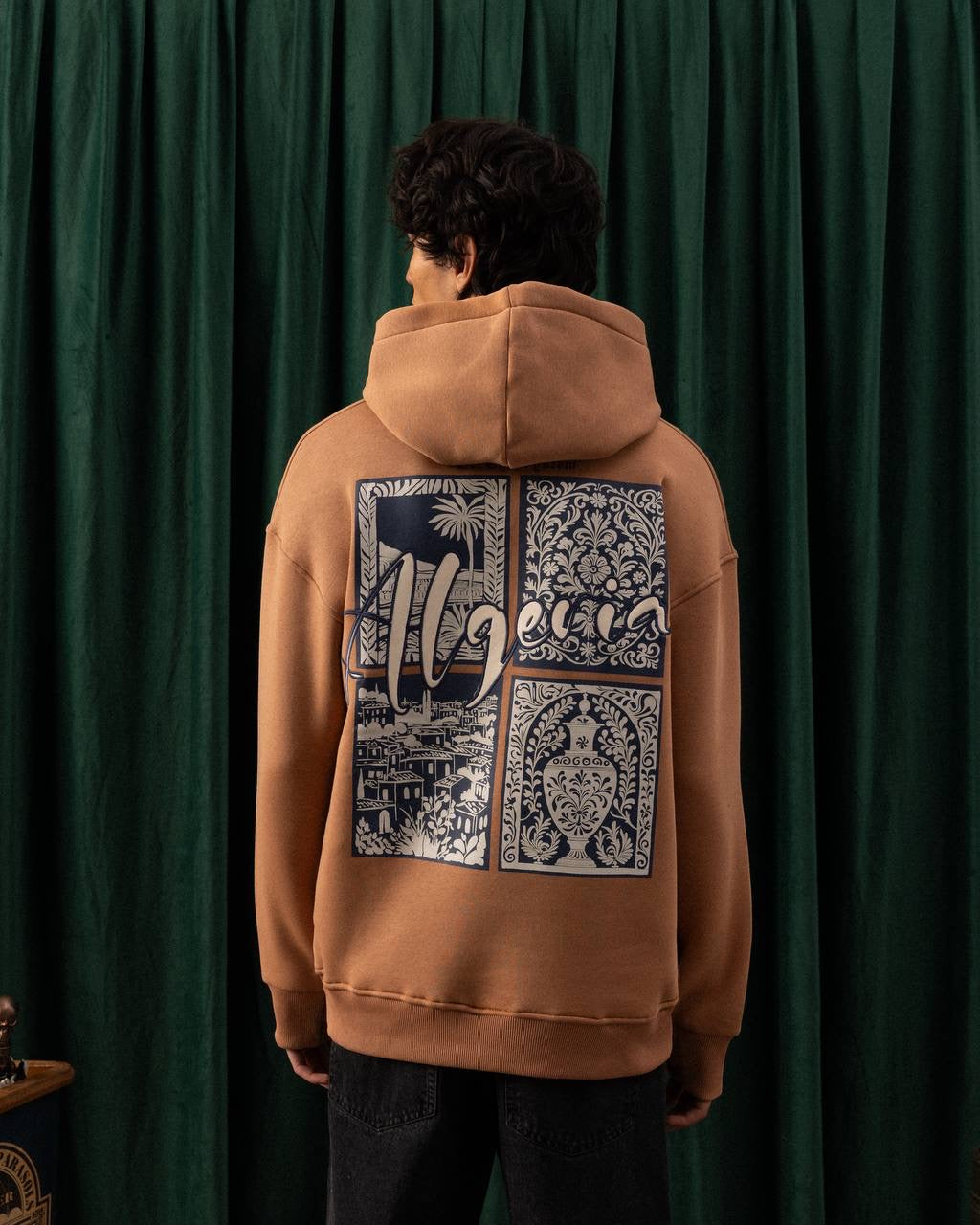 Men’s Camel Algeria Patch Hoodie – Travel-Inspired Streetwear