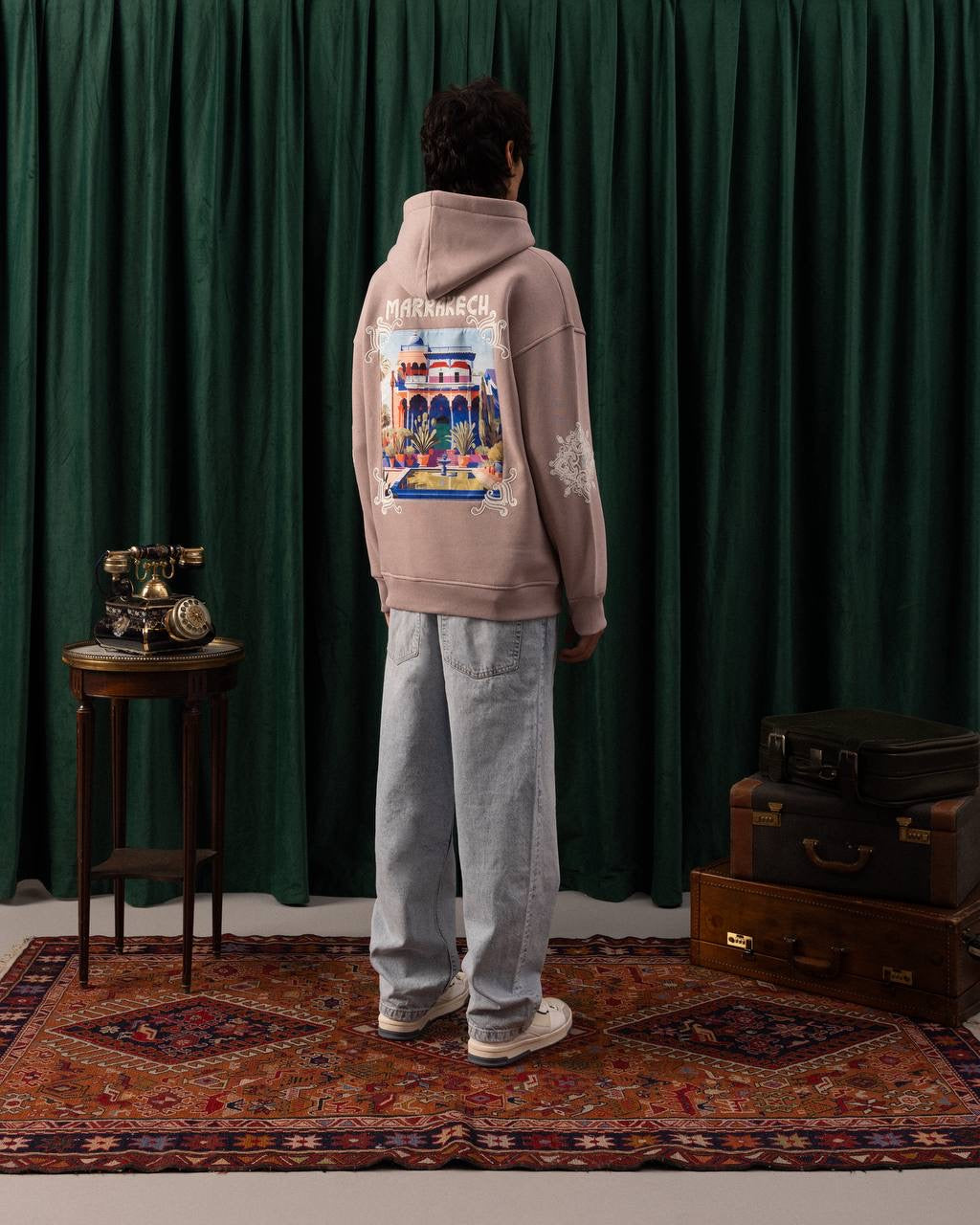 Men’s Mauve Marrakech Embroidered Hoodie – Moroccan Inspired Streetwear