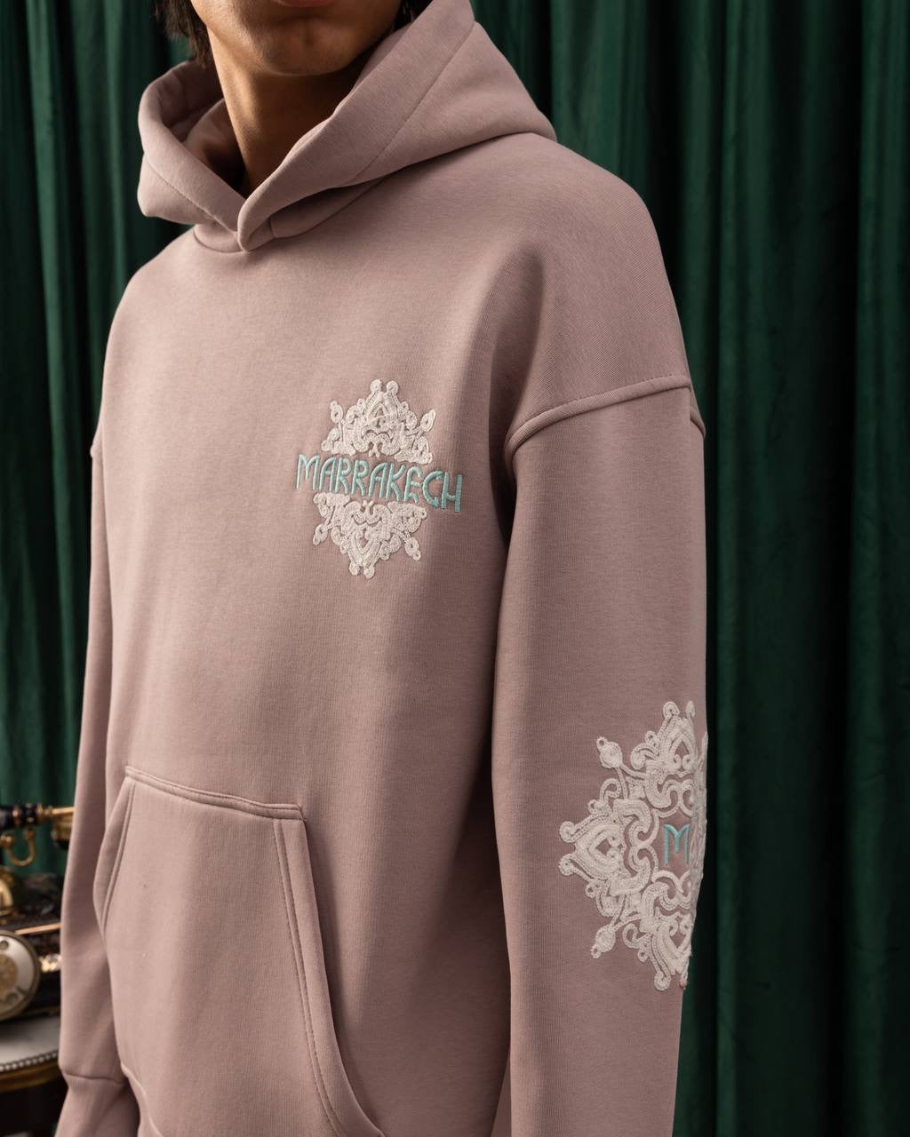 Men’s Mauve Marrakech Embroidered Hoodie – Moroccan Inspired Streetwear