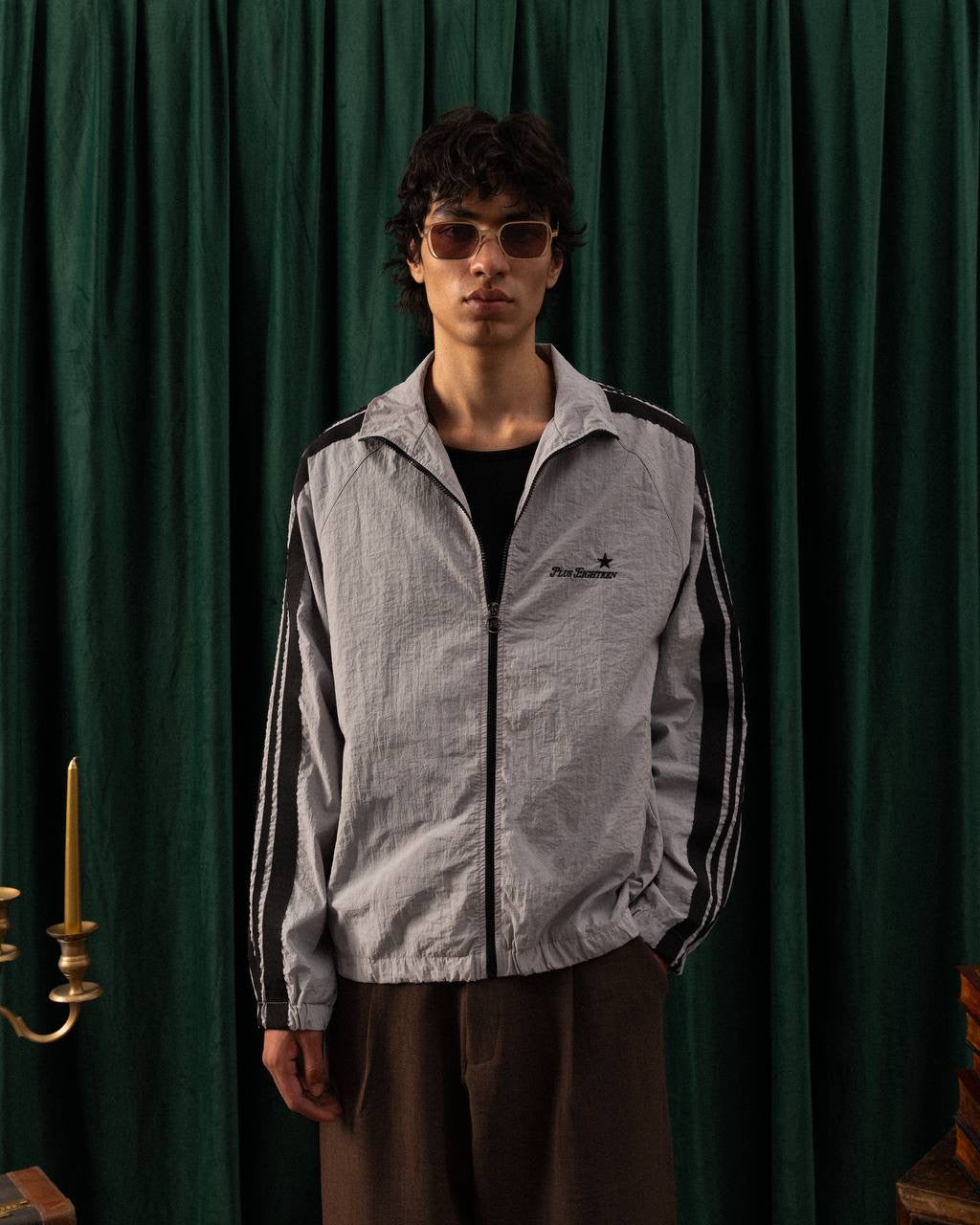 Men’s Track Jacket – Plus Eighteen Striped Zip-Up (Multiple Colors)