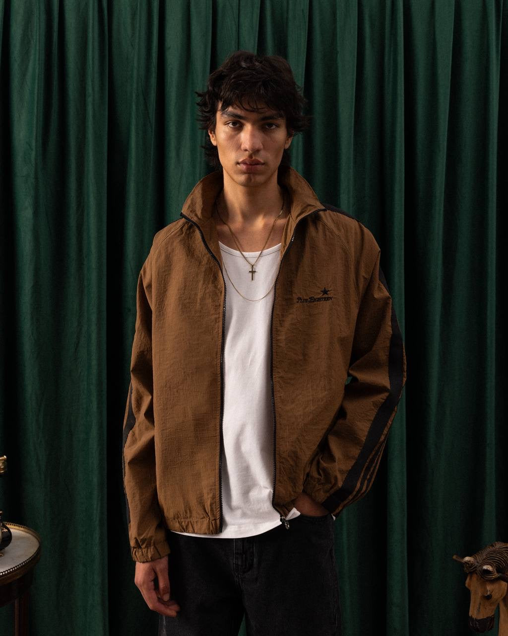 Men’s Track Jacket – Plus Eighteen Striped Zip-Up (Multiple Colors)