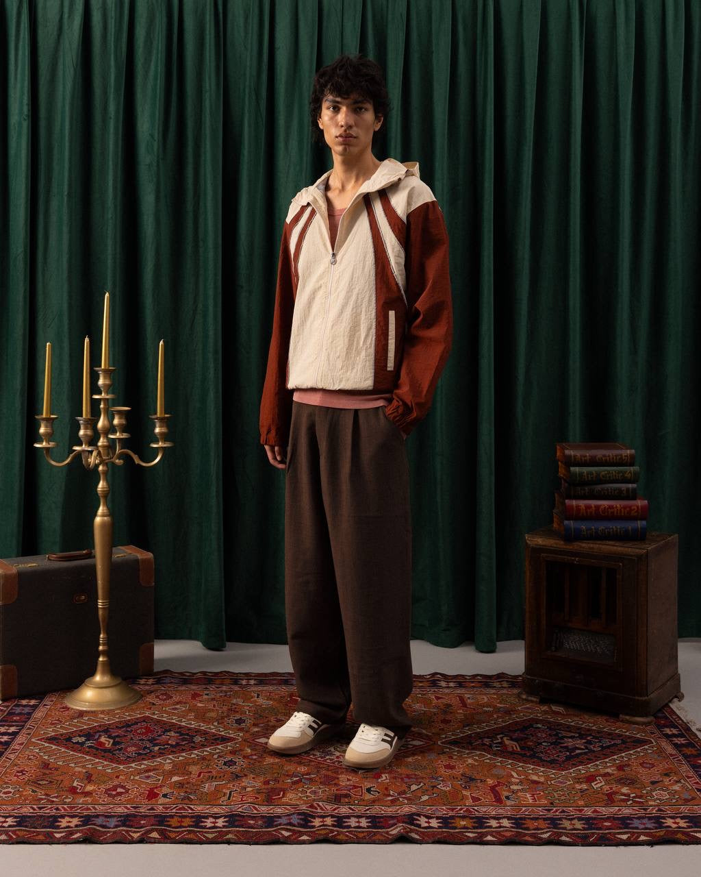Men’s Retro Multicolor Windbreaker Jacket – Vintage Panel Design
