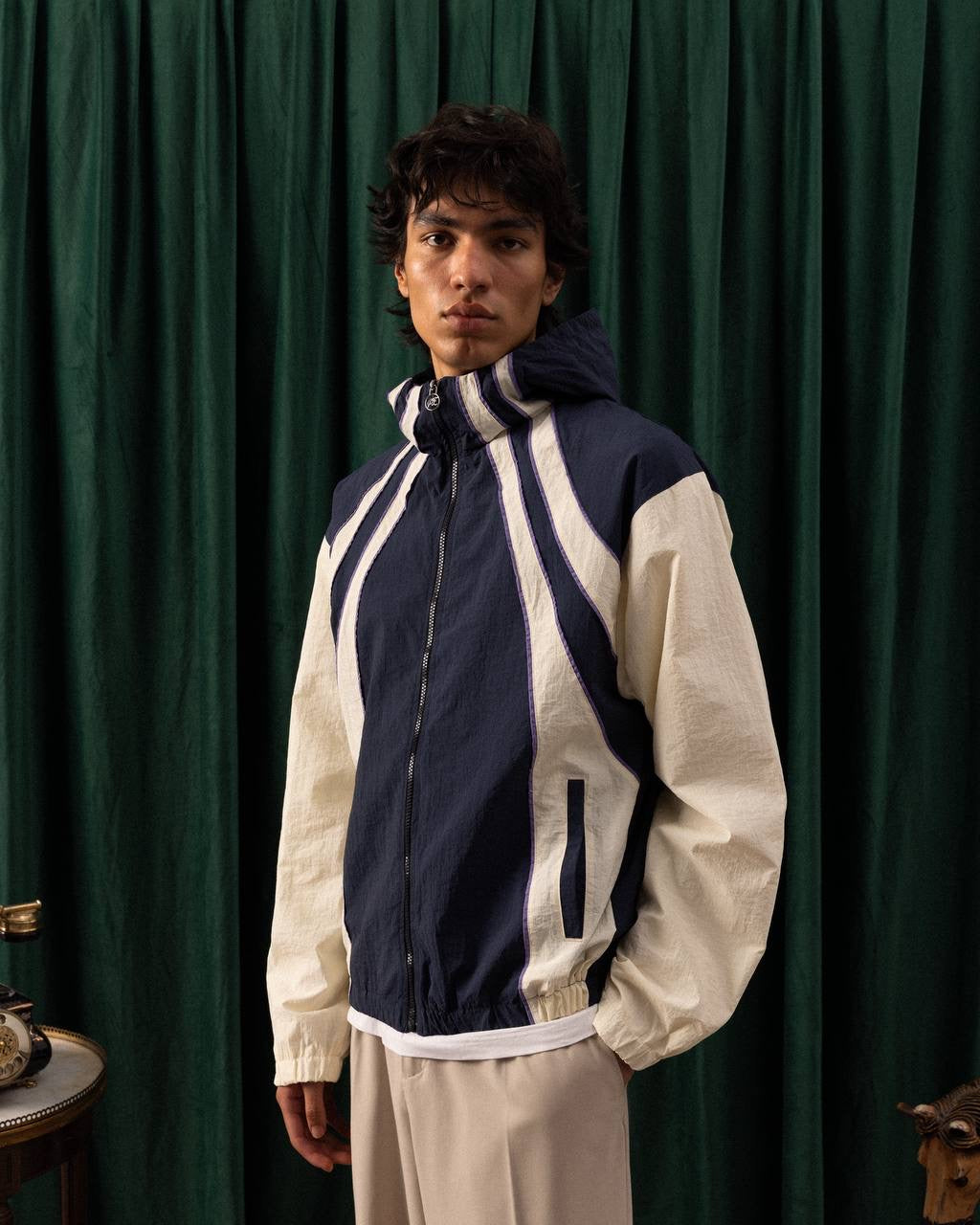Men’s Retro Multicolor Windbreaker Jacket – Vintage Panel Design