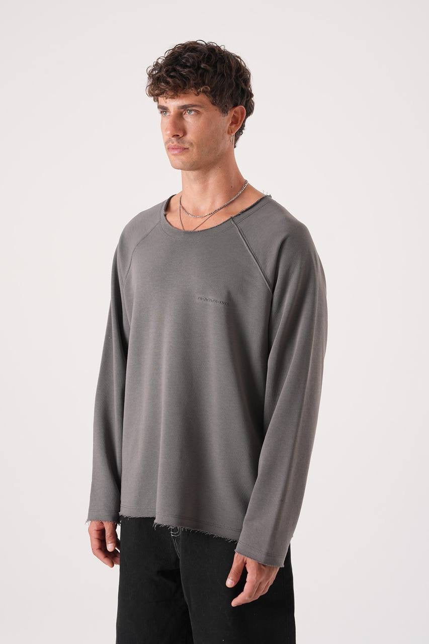 Men’s Minimal Raw Hem Long Sleeve Tee