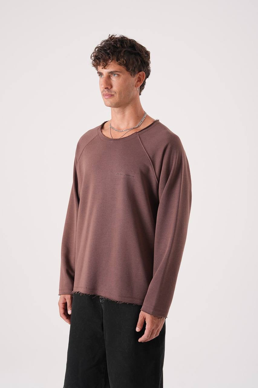 Men’s Minimal Raw Hem Long Sleeve Tee