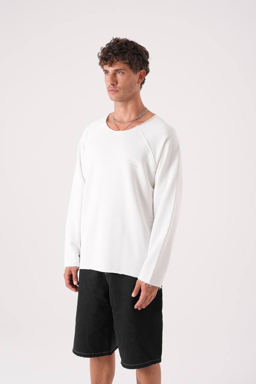Men’s Minimal Raw Hem Long Sleeve Tee