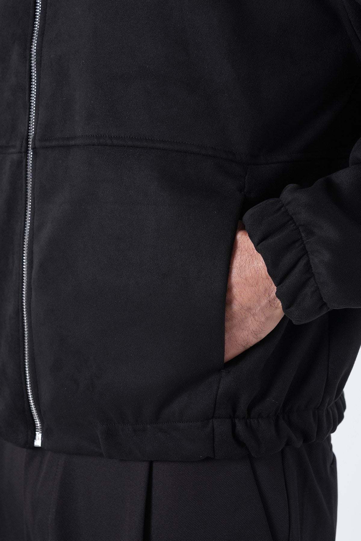 Men’s Suede Effect Zip Jacket – Minimal Collection