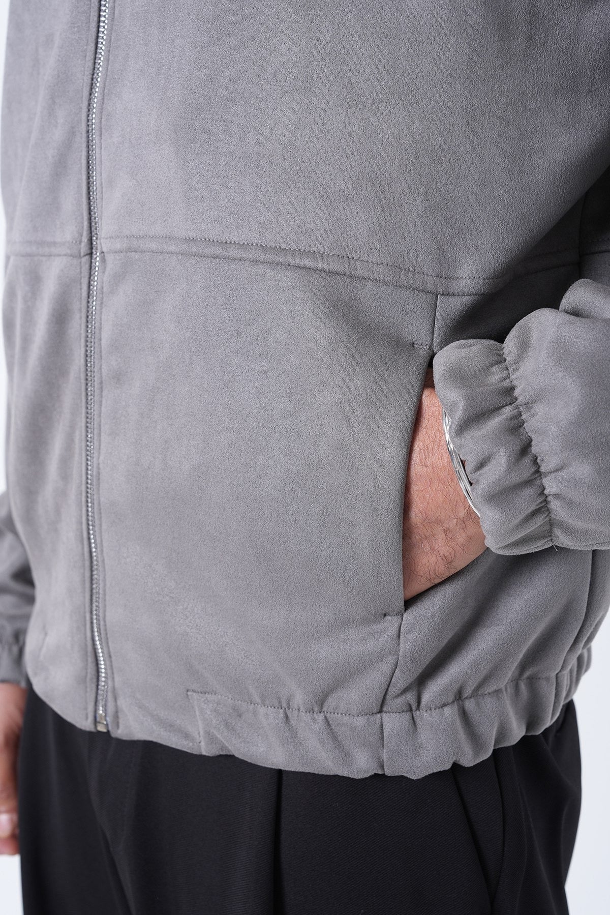 Men’s Suede Effect Zip Jacket – Minimal Collection