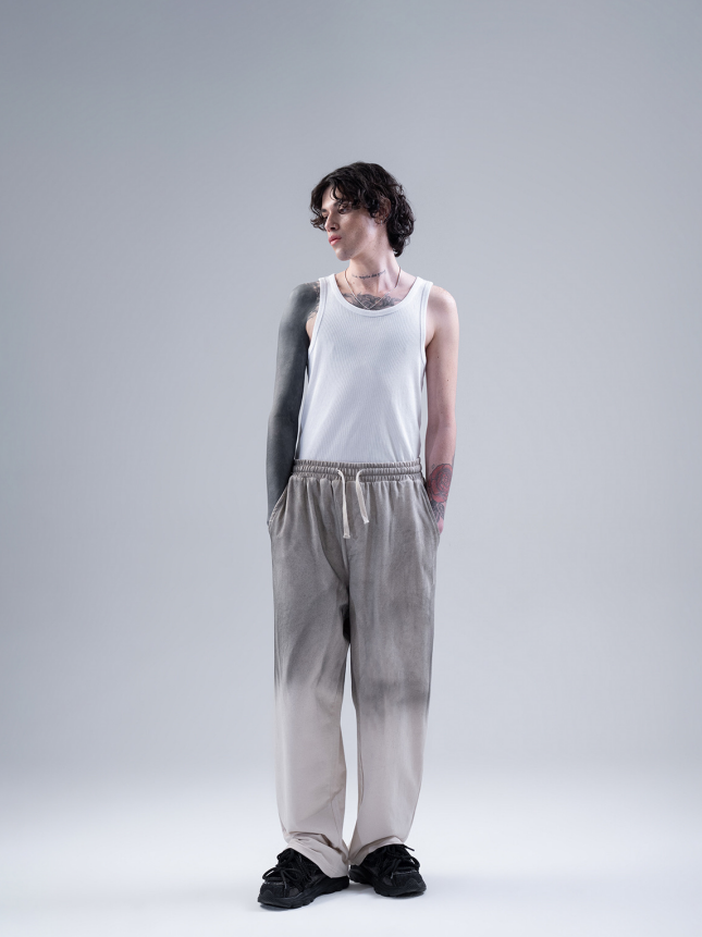 Grey Ombre Drawstring Sweatpants for Men