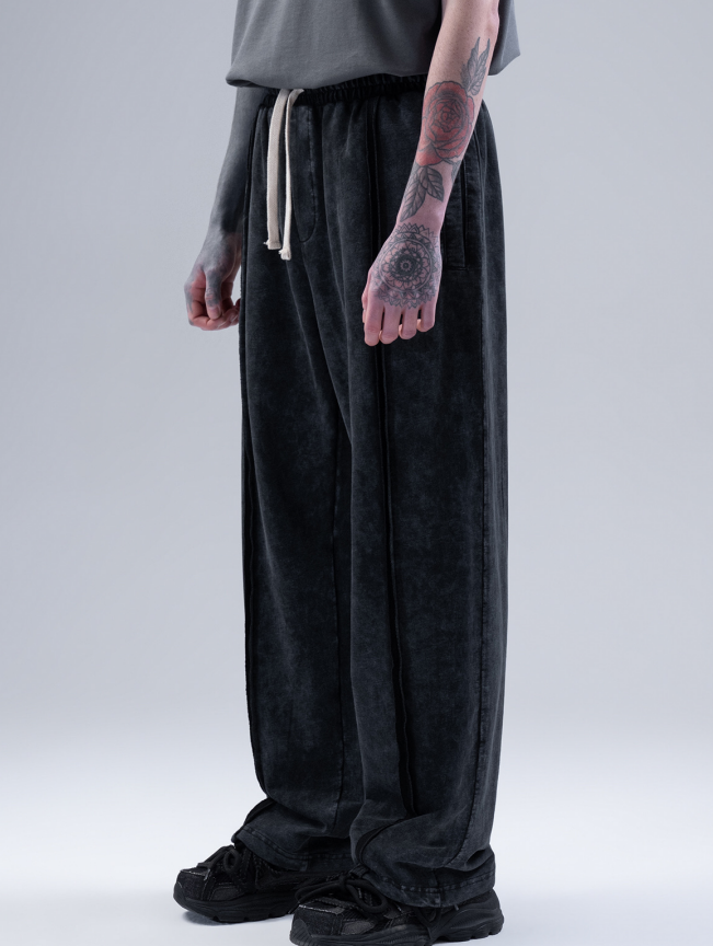Men's Casual Black Sweatpants with Drawstring Waist