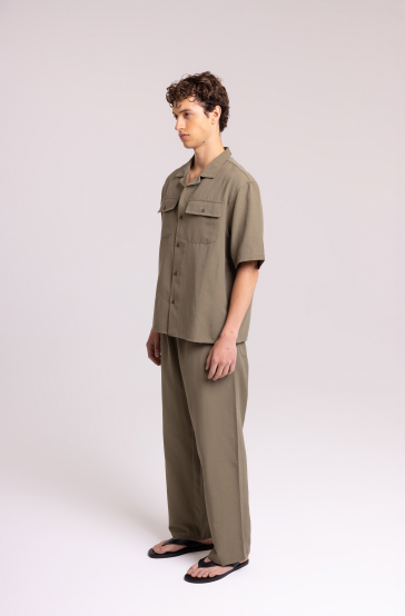 Men's Olive Shirt & Trousers Set – Relaxed Fit Style