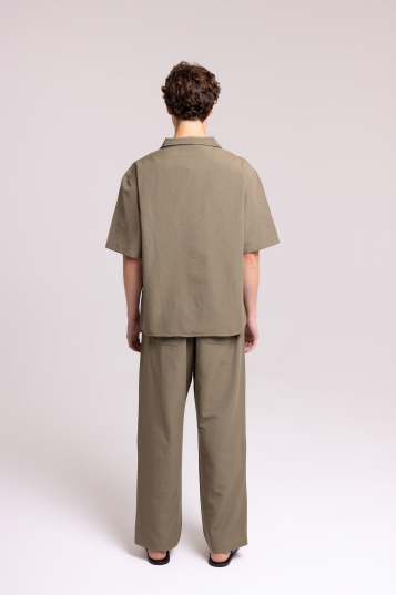 Men's Olive Shirt & Trousers Set – Relaxed Fit Style