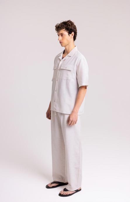 Men's Cream Shirt & Trousers Set – Relaxed Fit Look