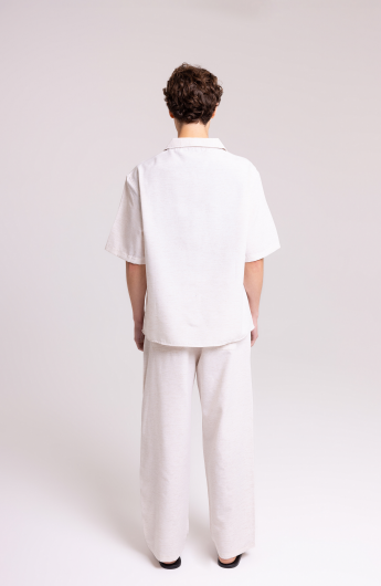 Men's Cream Shirt & Trousers Set – Relaxed Fit Look