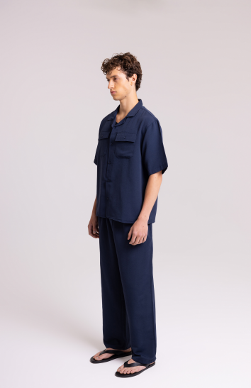 Men's Navy Shirt & Trousers Set – Relaxed Fit Style