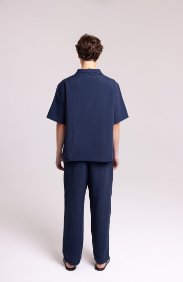 Men's Navy Shirt & Trousers Set – Relaxed Fit Style
