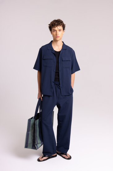 Men's Navy Shirt & Trousers Set – Relaxed Fit Style