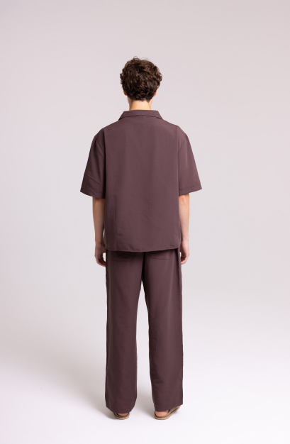 Men's Brown Shirt & Trousers Set – Relaxed Fit Look