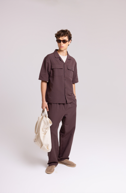 Men's Brown Shirt & Trousers Set – Relaxed Fit Look