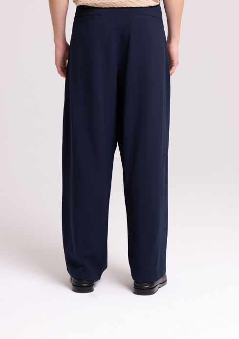 Men's Navy Wide-Leg Trousers – Relaxed Tailored Fit