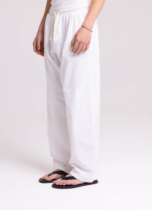 Men's White Drawstring Trousers – Relaxed Summer Fit