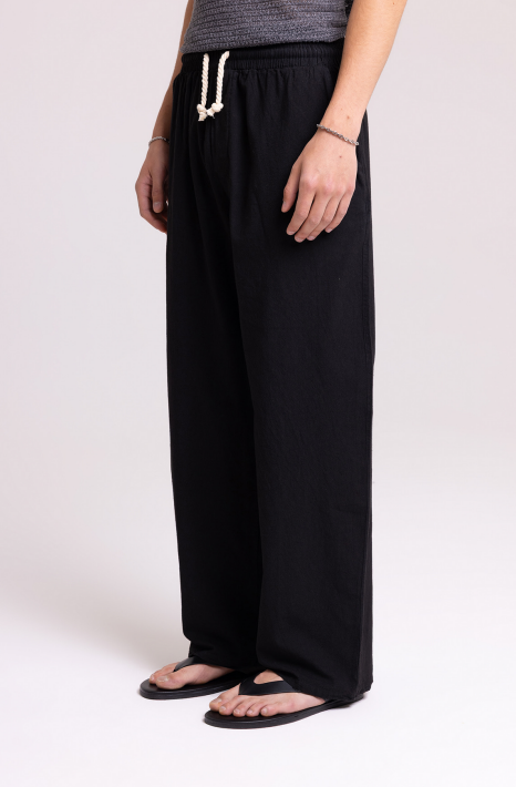 Men's Black Drawstring Pants – Relaxed Beach Fit