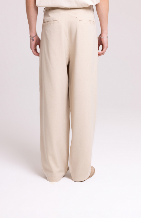 Men's Beige Wide-Leg Trousers – Relaxed Tailored Fit
