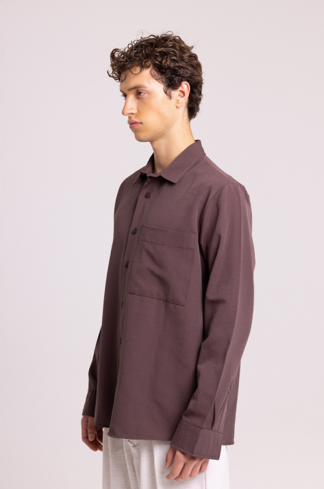 Relaxed Fit Chest Pocket Shirt – Mocha Brown