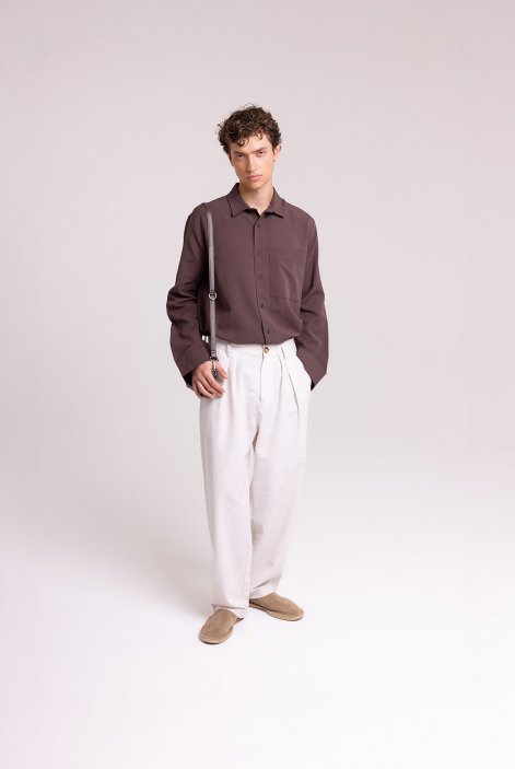 Relaxed Fit Chest Pocket Shirt – Mocha Brown