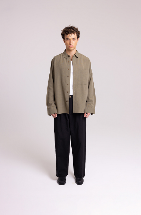 Olive Green Relaxed Fit Long Sleeve Shirt Men’s