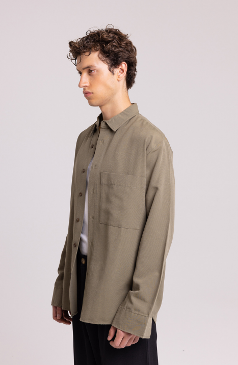 Olive Green Relaxed Fit Long Sleeve Shirt Men’s