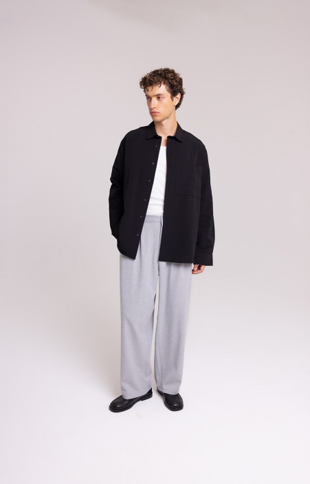 Men’s Black Long Sleeve Shirt – Casual Minimal Style