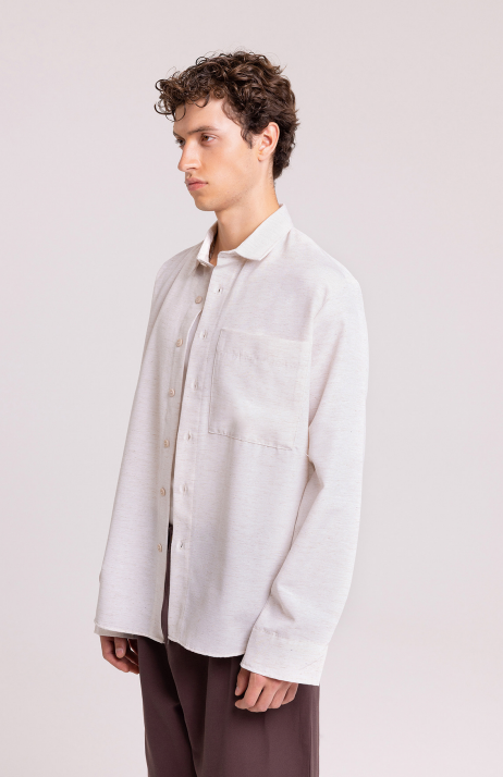 Cream Textured Cotton Shirt – Relaxed Fit