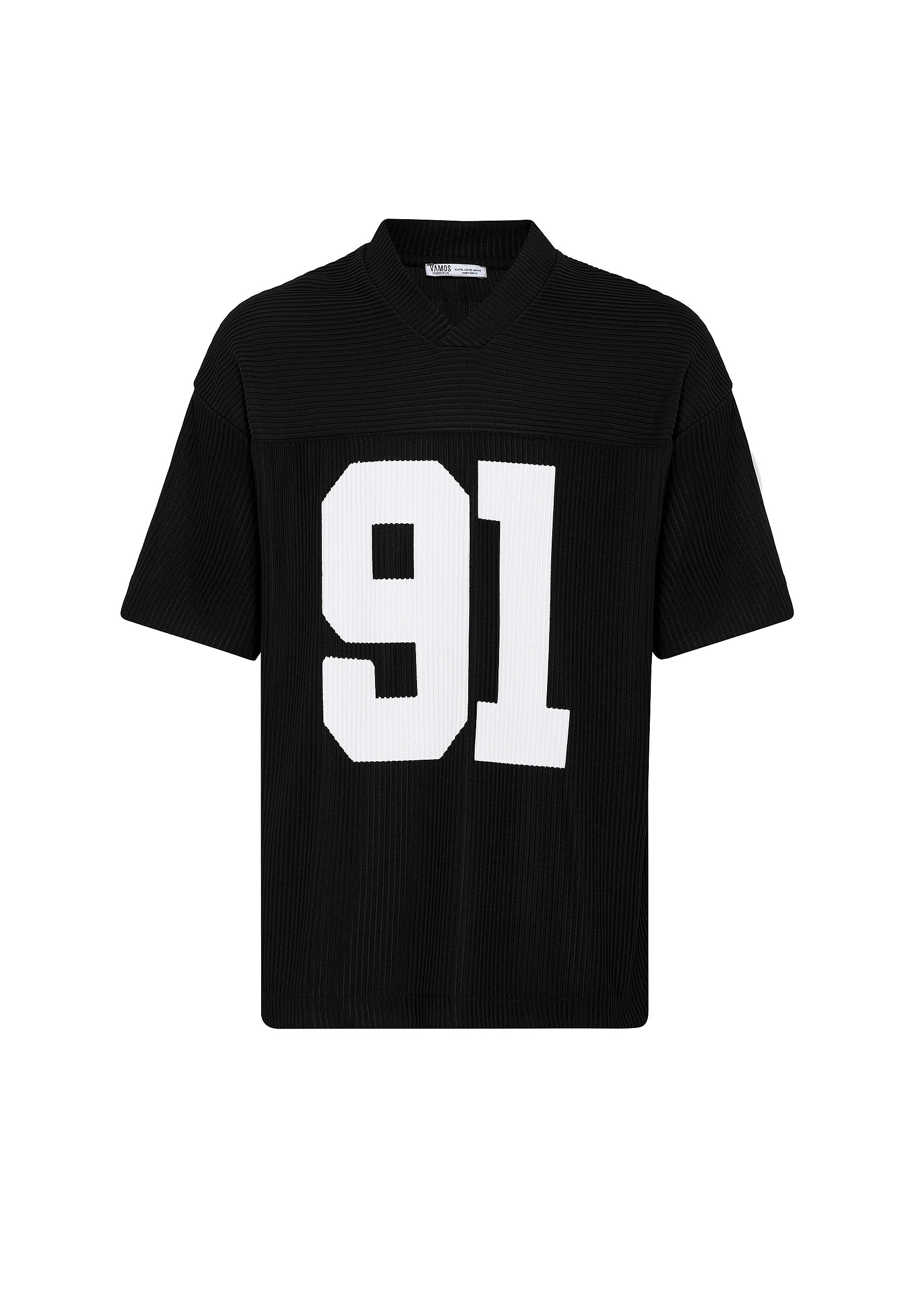 Matte Jet Black Oversized Ottoman-Texture T-shirts – Bold & Relaxed Urban Essential