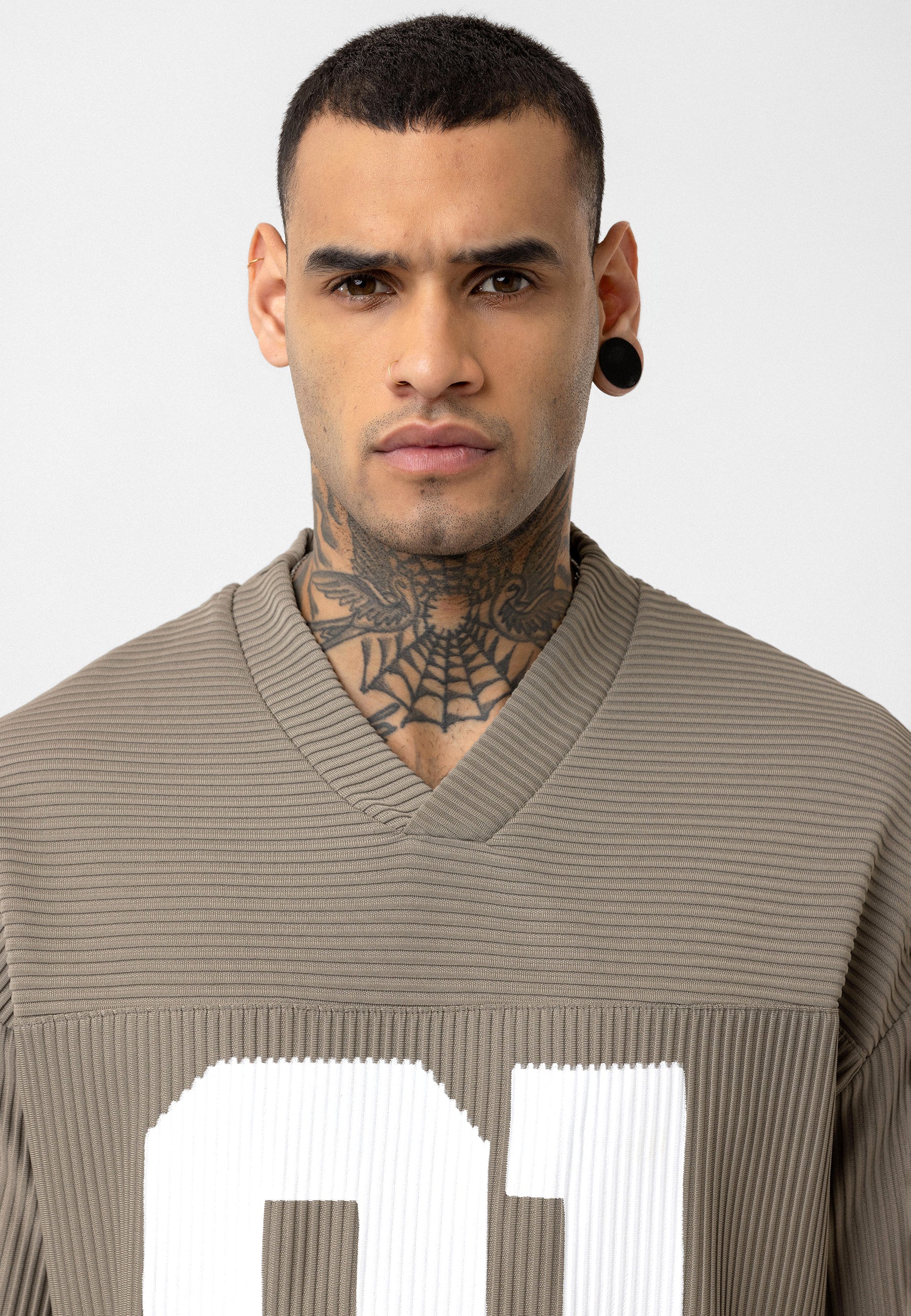 Soft Khaki Oversized Ottoman‑Texture T-shirts – Bold &amp; Relaxed Urban Essential