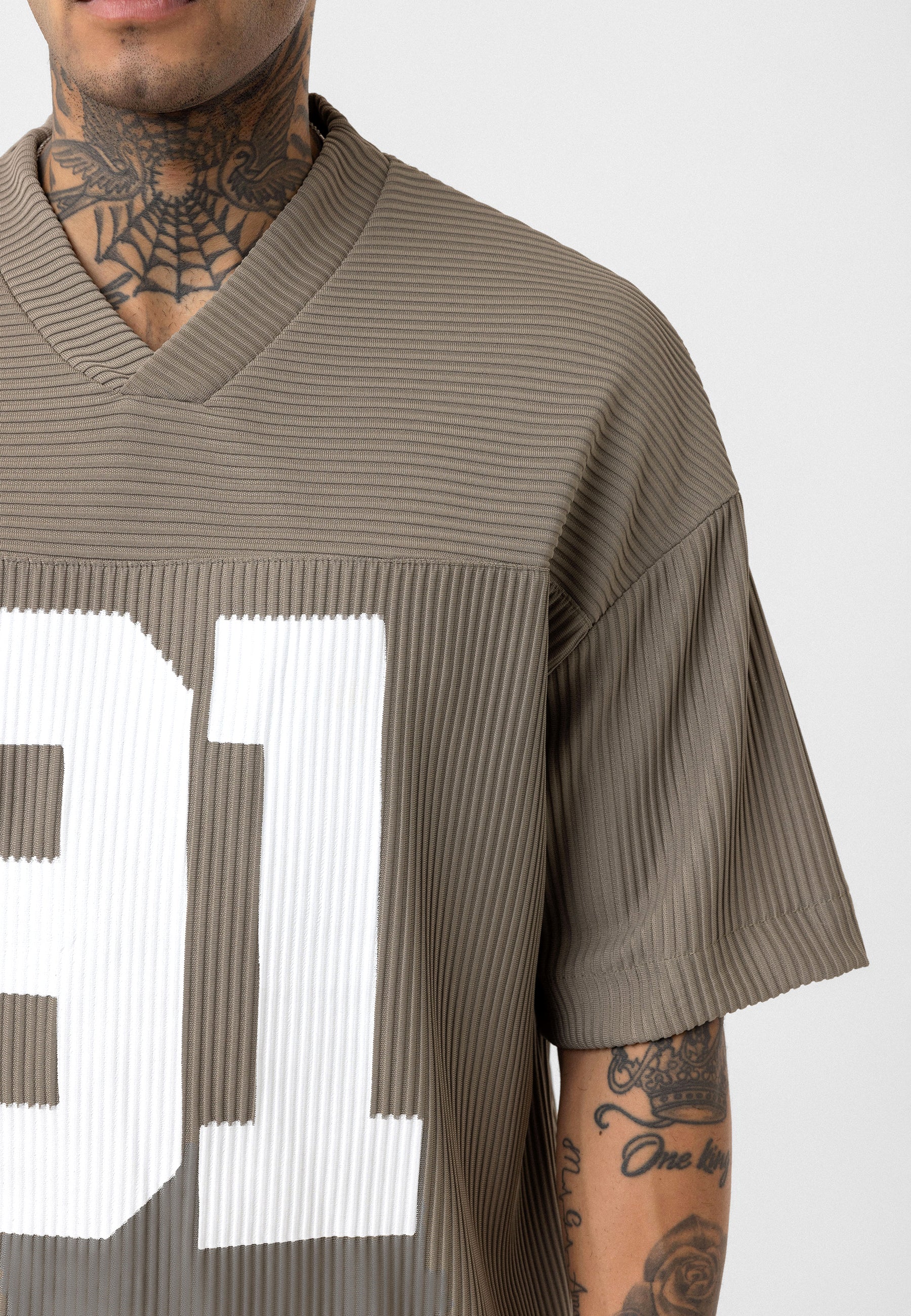 Soft Khaki Oversized Ottoman‑Texture T-shirts – Bold &amp; Relaxed Urban Essential