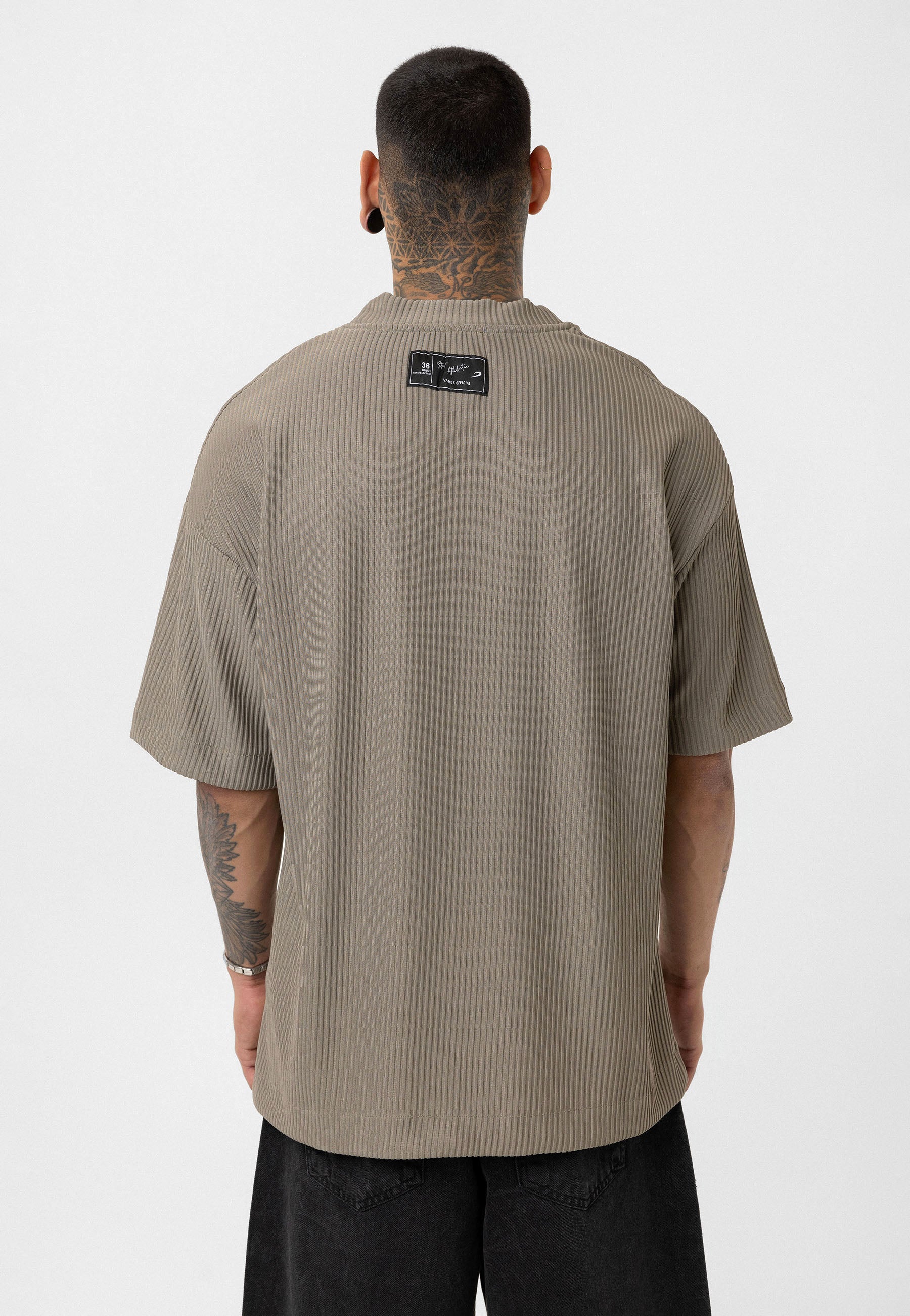Soft Khaki Oversized Ottoman‑Texture T-shirts – Bold &amp; Relaxed Urban Essential