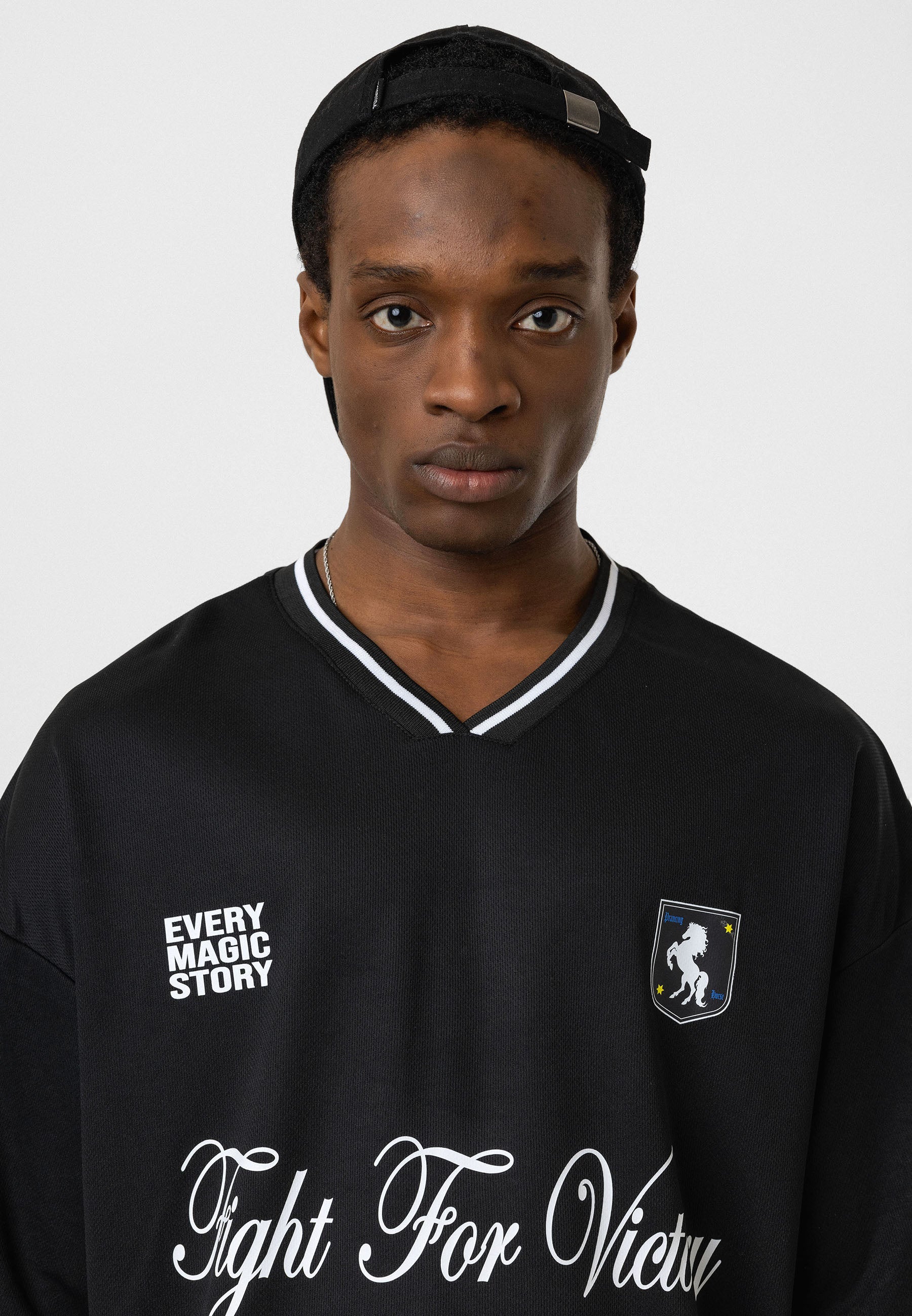 Bold Black Oversized "Fight For Victory" Jersey T-shirts – Sport-Inspired Streetwear