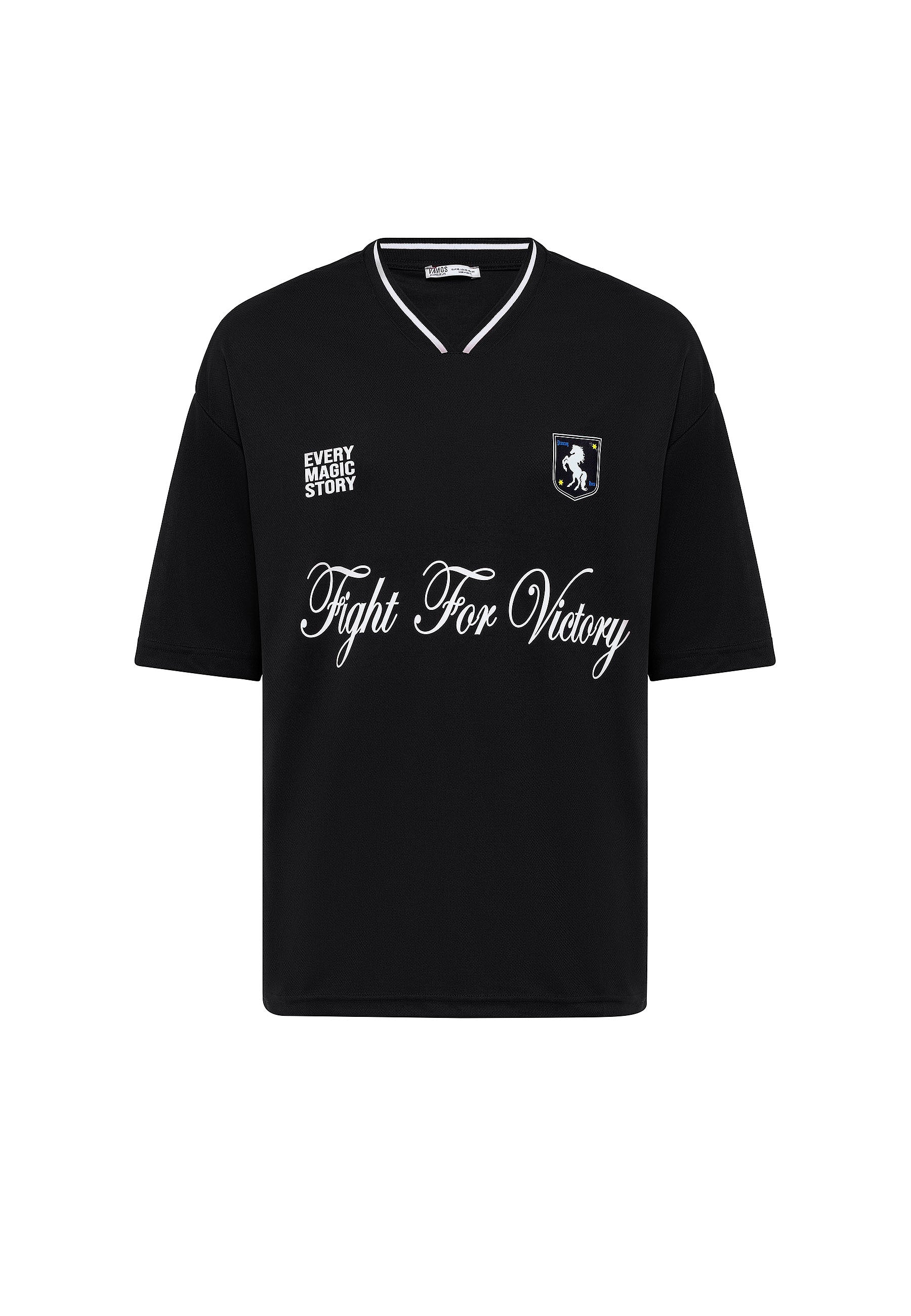 Bold Black Oversized "Fight For Victory" Jersey T-shirts – Sport-Inspired Streetwear