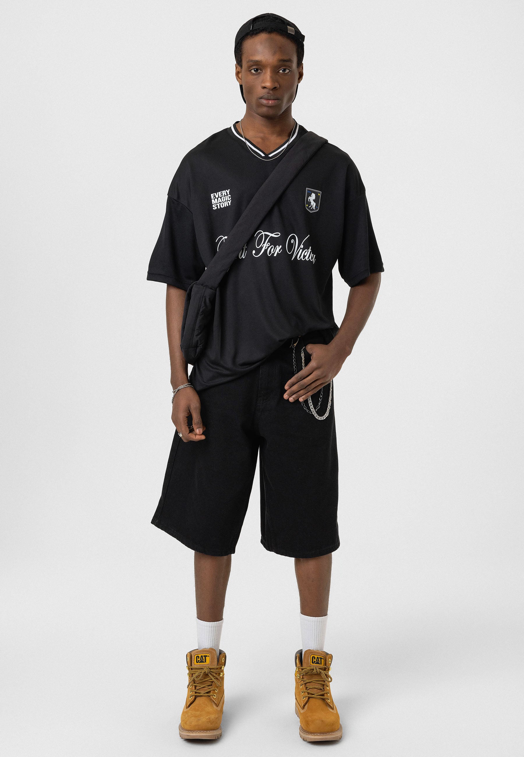 Bold Black Oversized "Fight For Victory" Jersey T-shirts – Sport-Inspired Streetwear