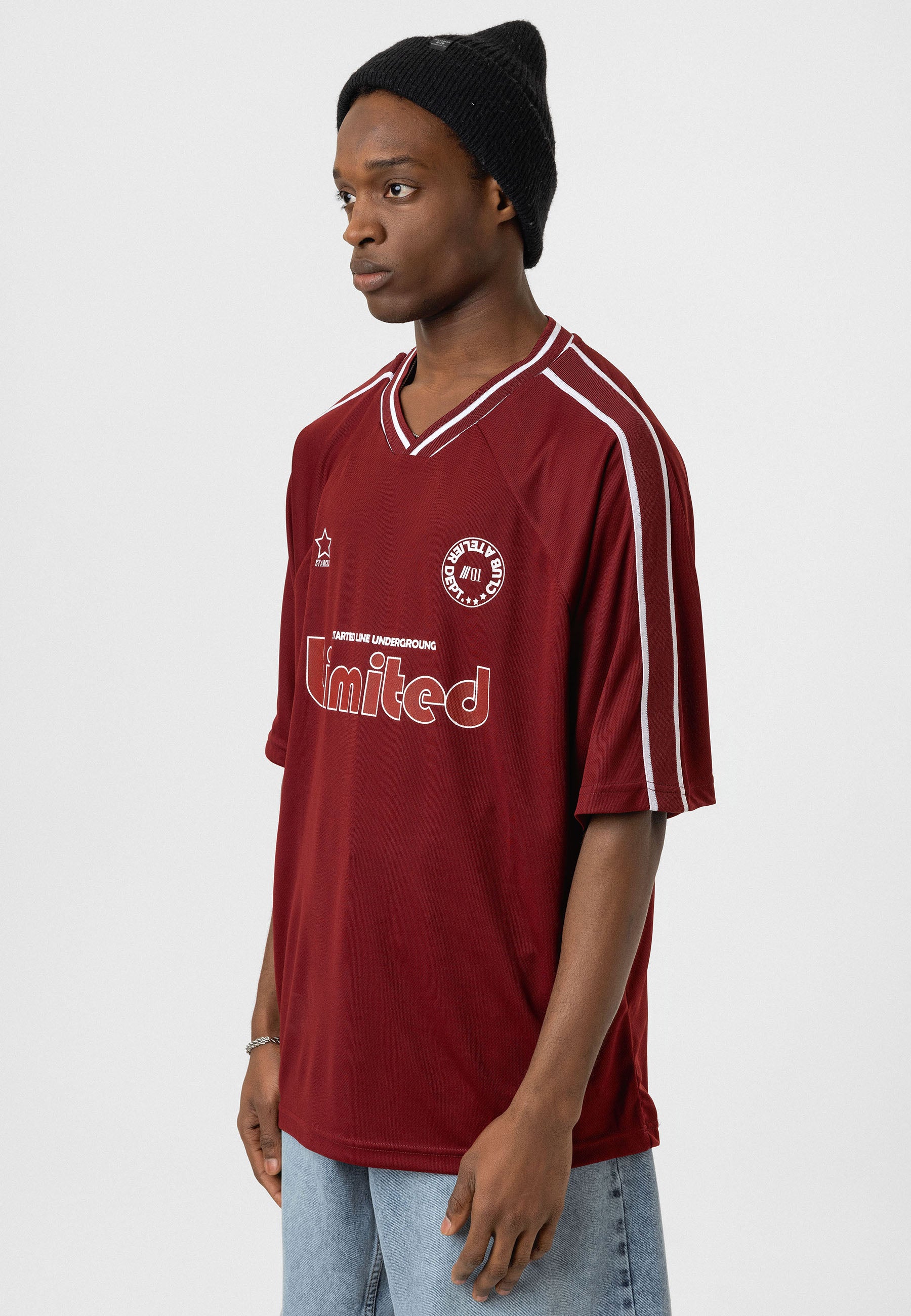 Deep Burgundy Oversized Jersey T-shirts – Sporty Edge with Relaxed Volume