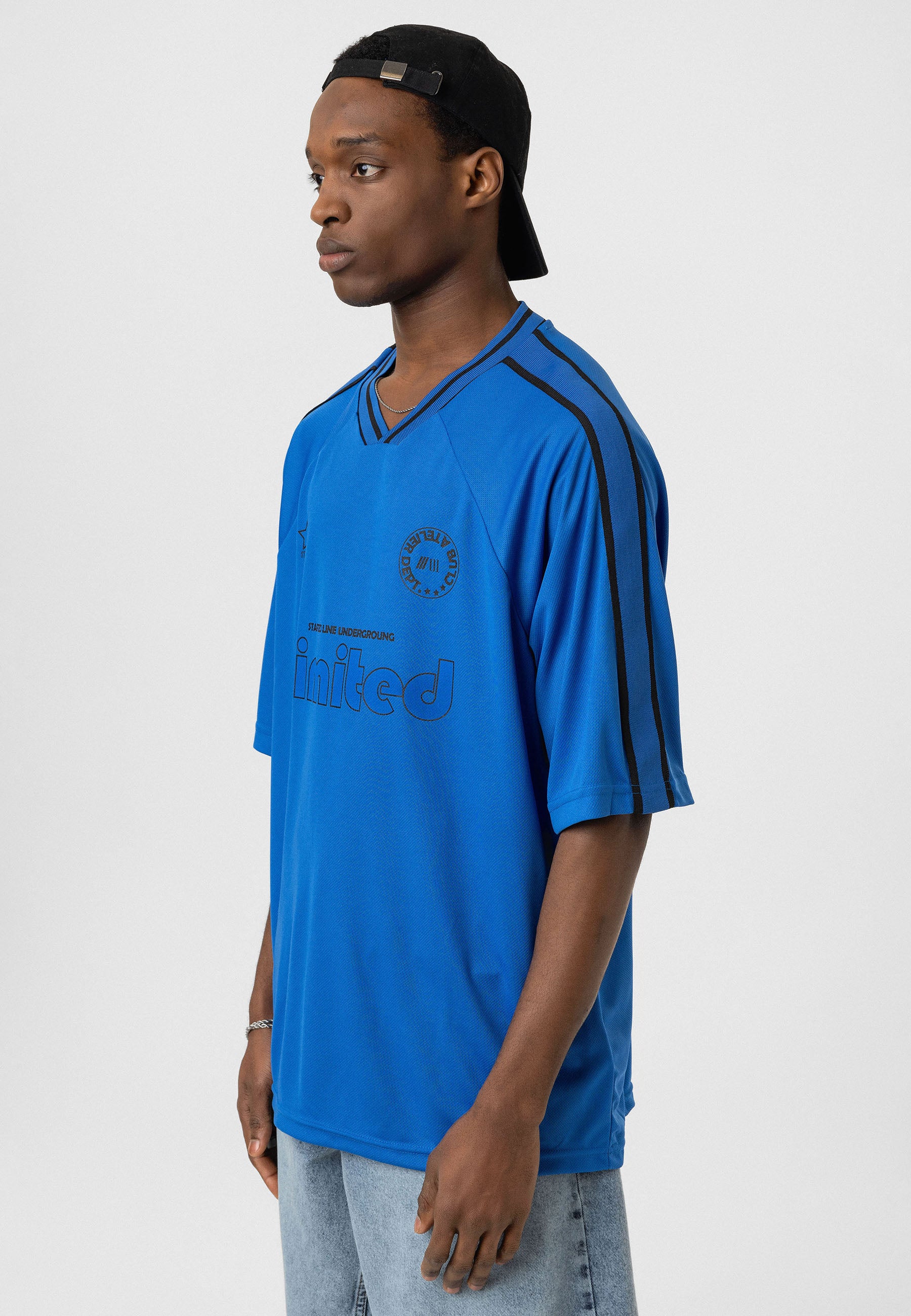 Vivid Saks Blue Oversized Jersey T-shirts – Bold Athletic Style with Comfort
