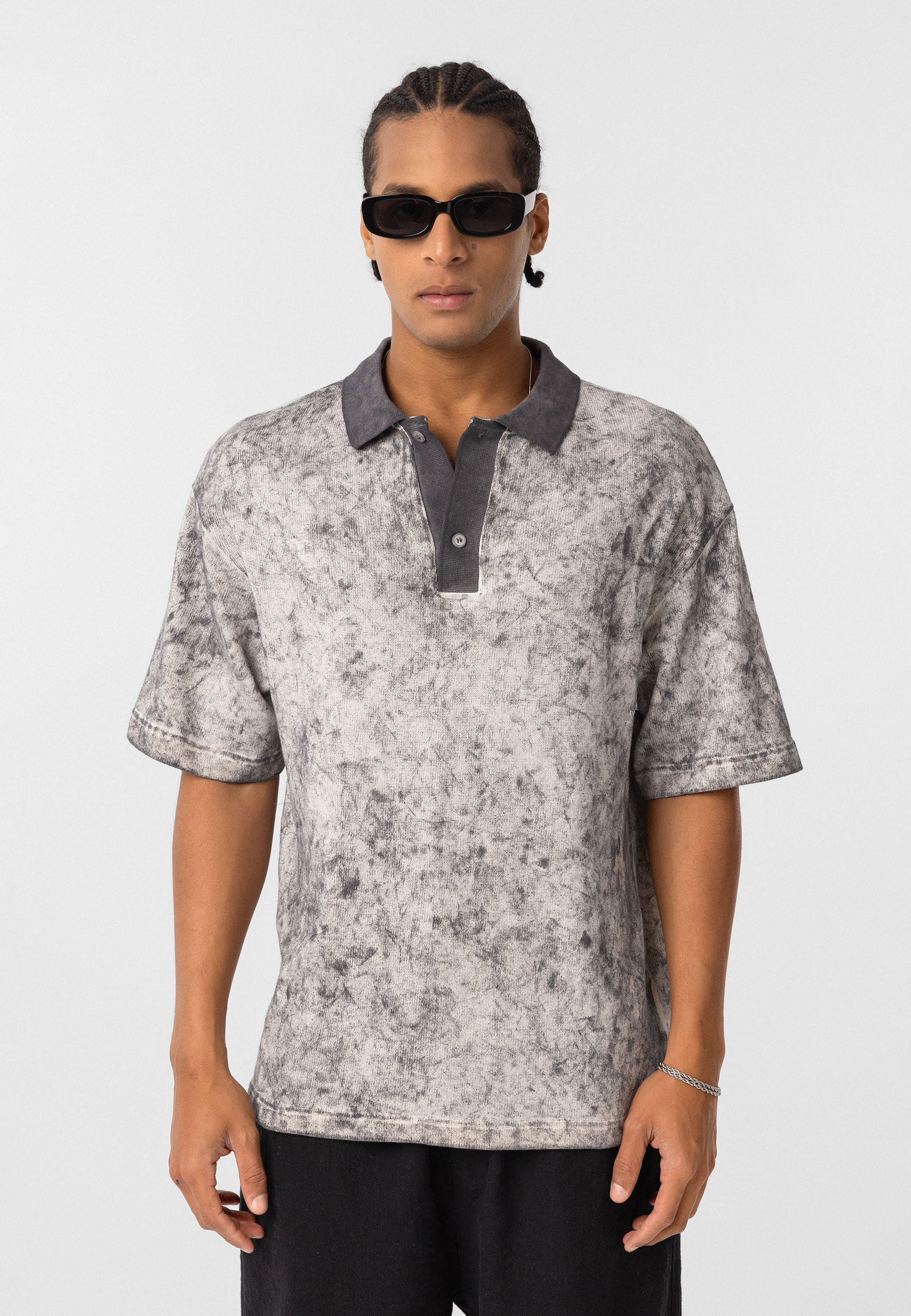 Washed Oversize Polo-Collar T-shirts – Available in 4 Essential Shades