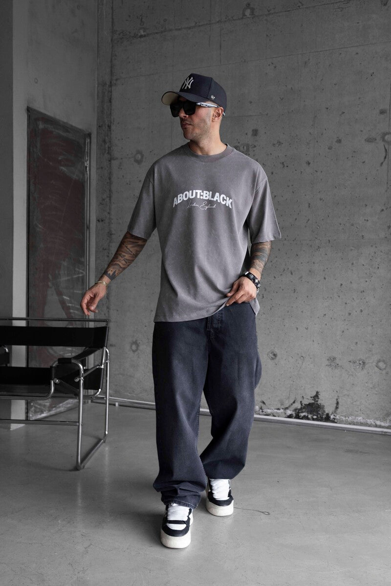 ABOUT BLACK PRINTED T-SHIRT GRAY 1767