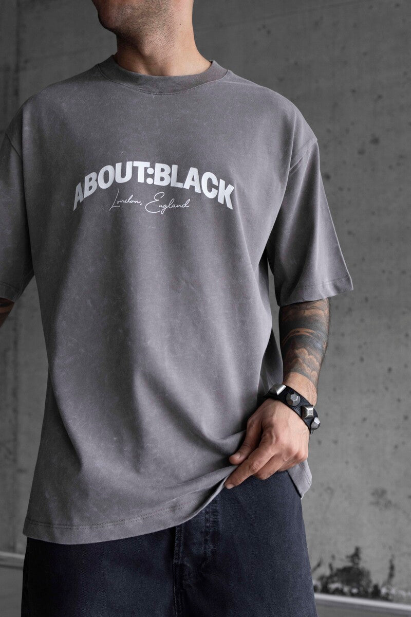 ABOUT BLACK PRINTED T-SHIRT GRAY 1767